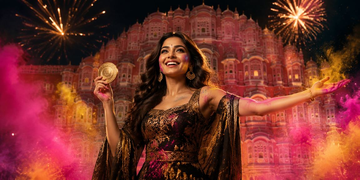 Exciting Rummy gameplay in Jaipur cultural festival setting