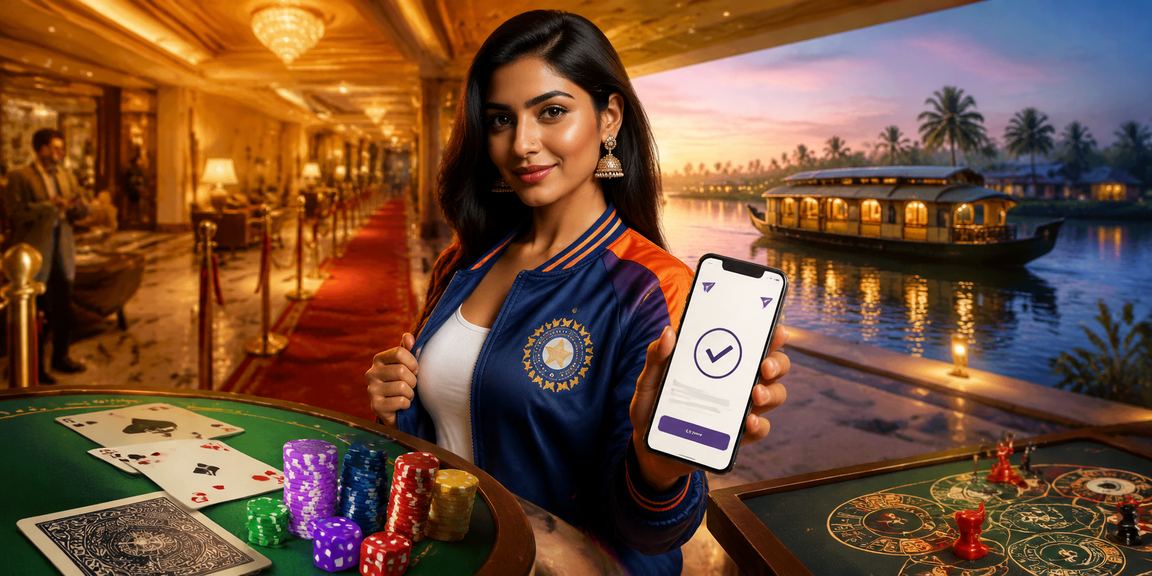 Player enjoying live casino and cricket betting on mobile in Kerala backwaters